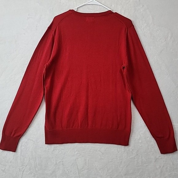 Old Navy Sweater Mens Medium Burgundy Red Cotton V Neck Pullover Lightweight - Picture 5 of 10